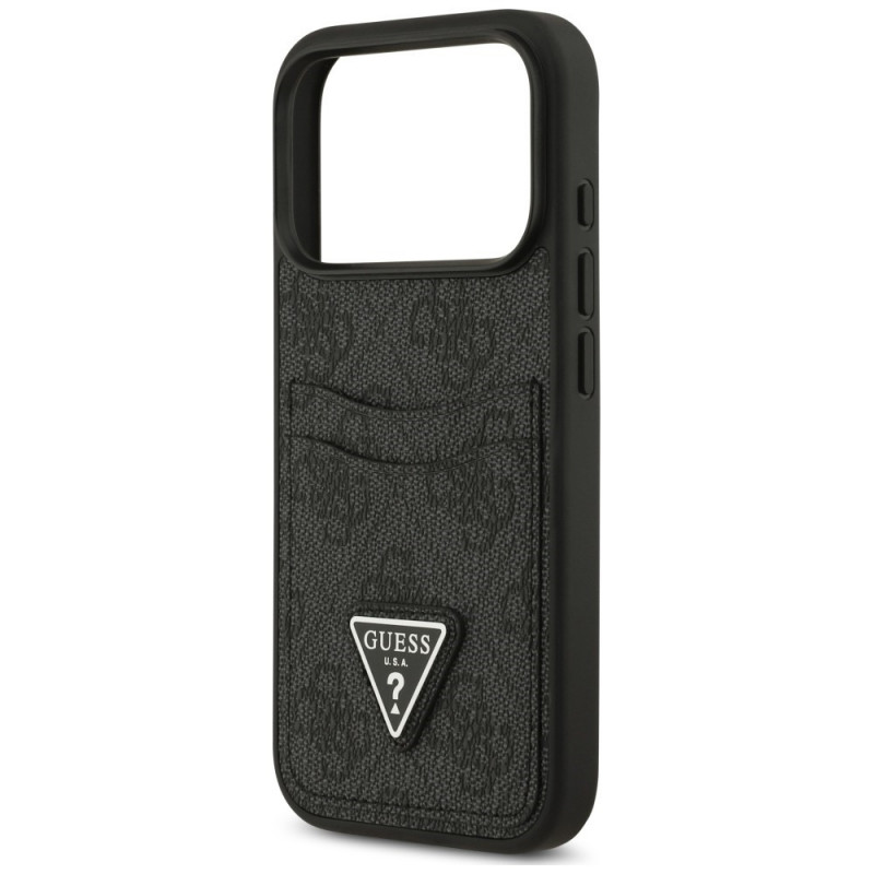 Capa triangular Guess 4G Double Card para Apple iPhone 18 Pro / 17 Pro, preta