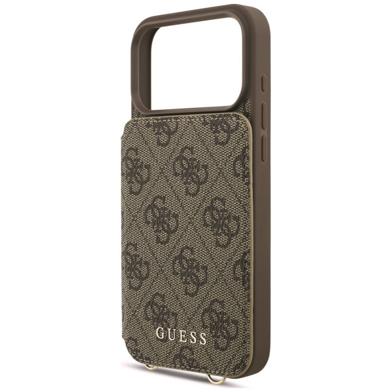 Capa crossbody Guess 4G Cardslots & Magnetic Closure para Apple iPhone 18 Pro Max / 17 Pro Max, castanha