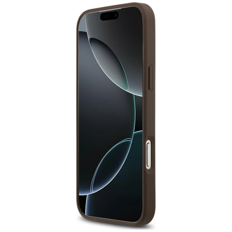 Capa triangular Guess 4G Double Card para Apple iPhone 18 Pro Max / 17 Pro Max, castanha