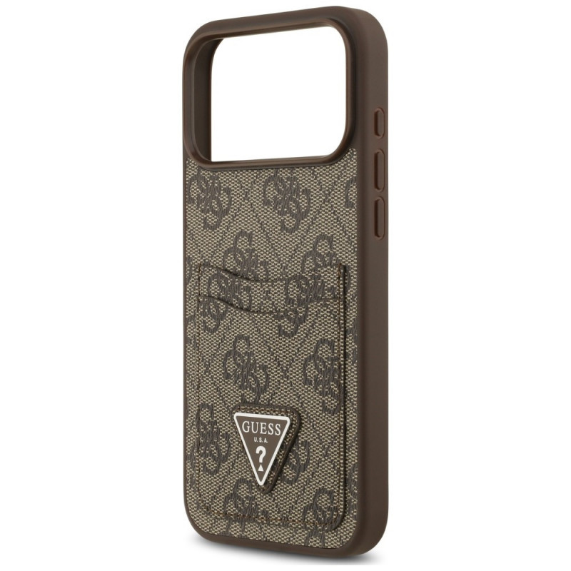 Capa triangular Guess 4G Double Card para Apple iPhone 18 Pro Max / 17 Pro Max, castanha