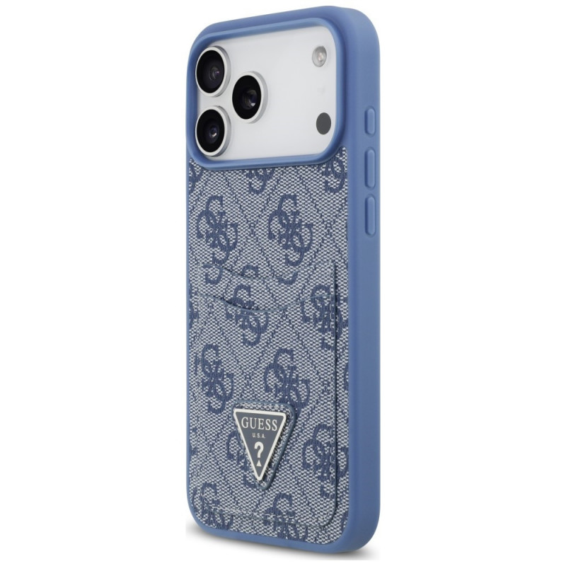 Capa triangular Guess 4G Double Card para Apple iPhone 18 Pro Max / 17 Pro Max, azul