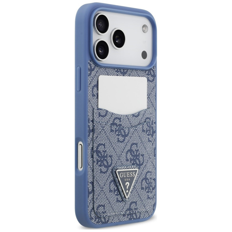 Capa triangular Guess 4G Double Card para Apple iPhone 18 Pro Max / 17 Pro Max, azul