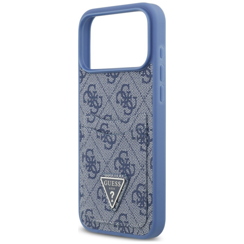 Capa triangular Guess 4G Double Card para Apple iPhone 18 Pro Max / 17 Pro Max, azul