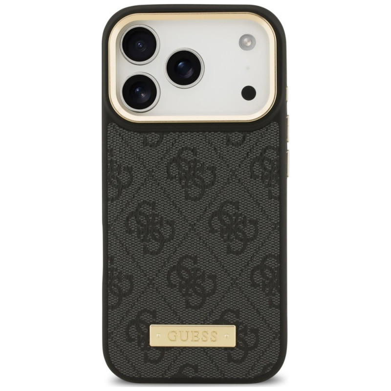 Capa Guess 4G Logo Plate MagSafe para Apple iPhone 18 Pro / 17 Pro, preta