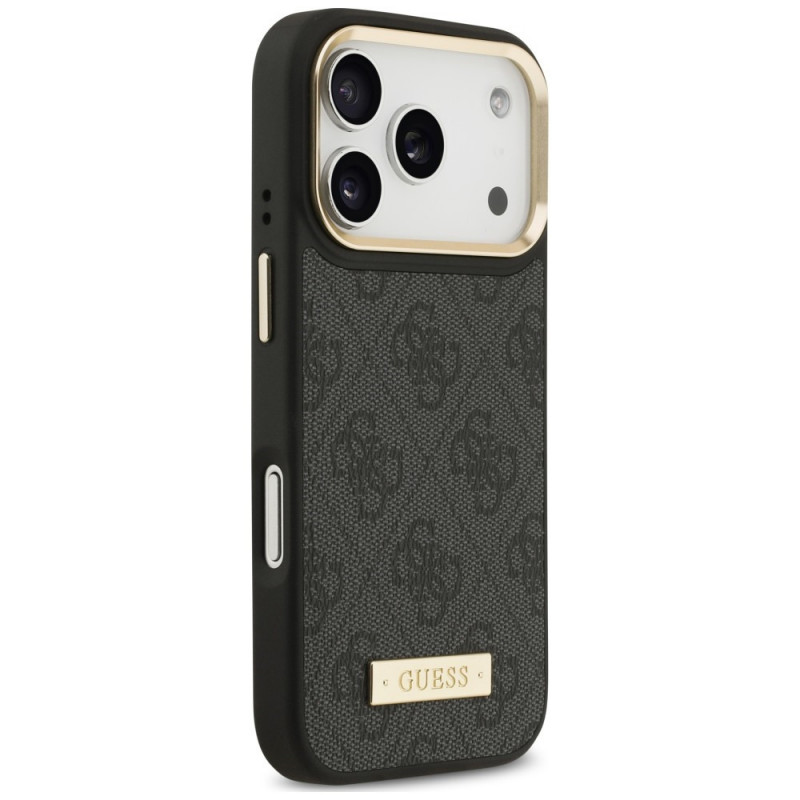 Capa Guess 4G Logo Plate MagSafe para Apple iPhone 18 Pro / 17 Pro, preta