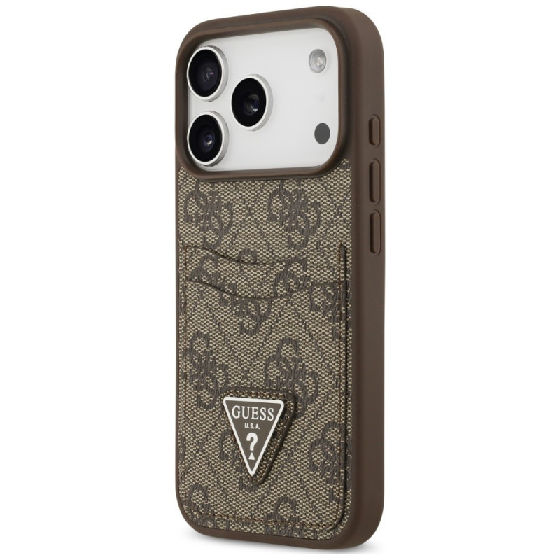 Capa triangular Guess 4G Double Card para Apple iPhone 18 Pro / 17 Pro, castanha