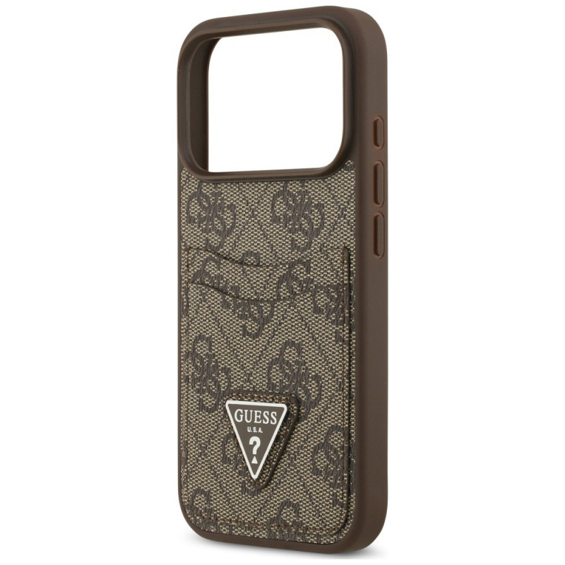 Capa triangular Guess 4G Double Card para Apple iPhone 18 Pro / 17 Pro, castanha
