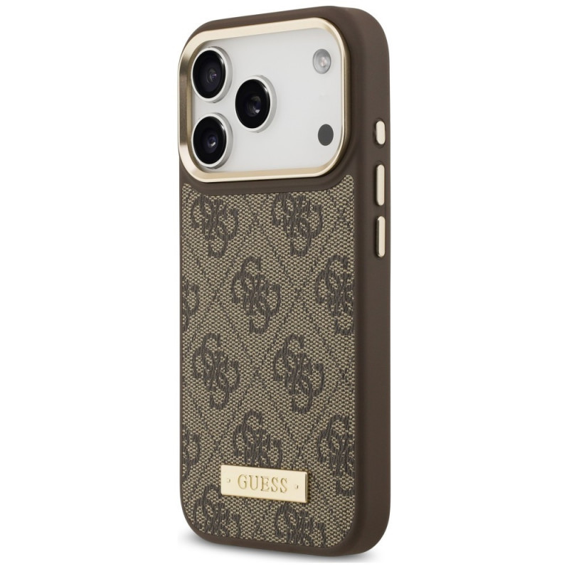 Capa Guess 4G Logo Plate MagSafe para Apple iPhone 18 Pro Max / 17 Pro Max, Castanha