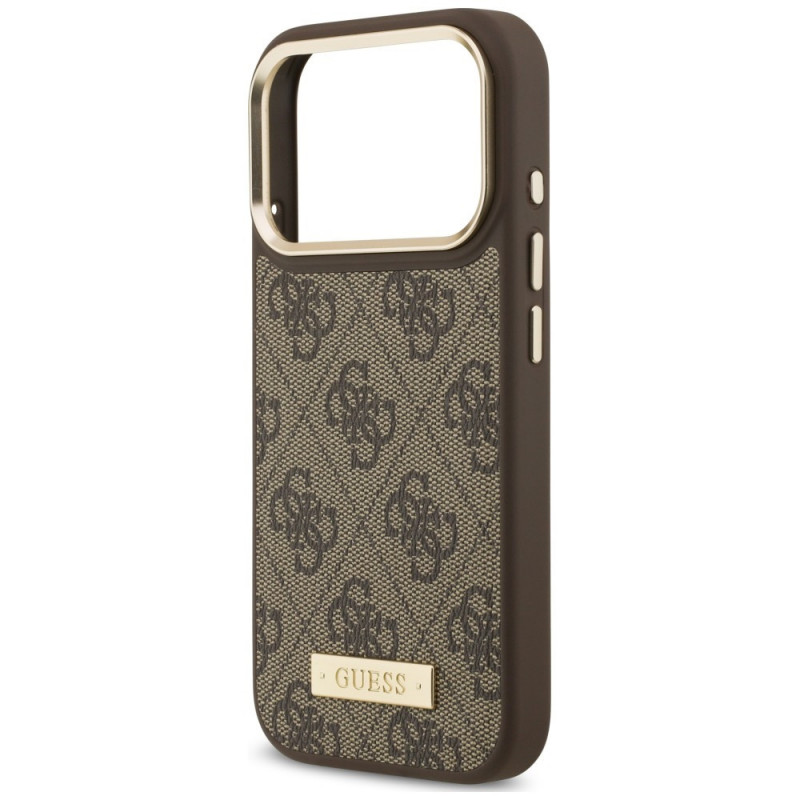 Capa Guess 4G Logo Plate MagSafe para Apple iPhone 18 Pro Max / 17 Pro Max, Castanha