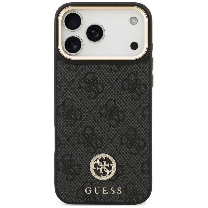 Capa MagSafe Guess 4G Strass Logo para Apple iPhone 18 Pro Max / 17 Pro Max, preta