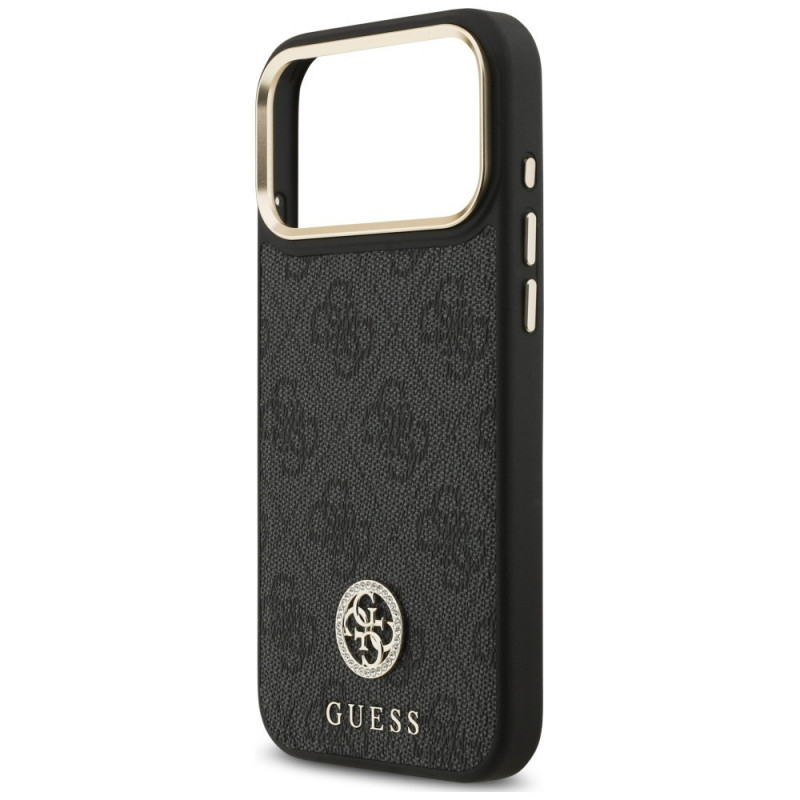 Capa MagSafe Guess 4G Strass Logo para Apple iPhone 18 Pro Max / 17 Pro Max, preta