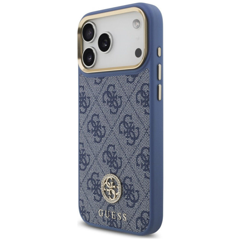 Capa MagSafe Guess 4G Strass Logo para Apple iPhone 18 Pro Max / 17 Pro Max, azul