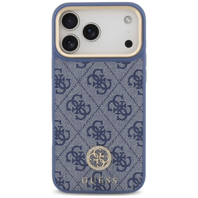 Capa MagSafe Guess 4G Strass Logo para Apple iPhone 18 Pro Max / 17 Pro Max, azul