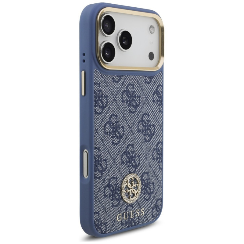 Capa MagSafe Guess 4G Strass Logo para Apple iPhone 18 Pro Max / 17 Pro Max, azul