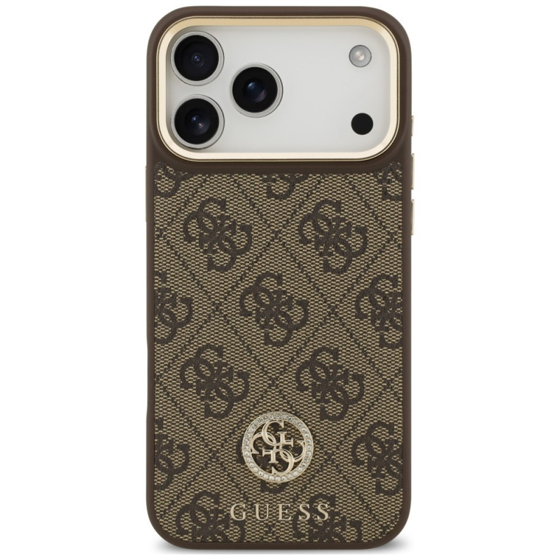 Capa MagSafe Guess 4G Strass Logo para Apple iPhone 18 Pro Max / 17 Pro Max, castanha