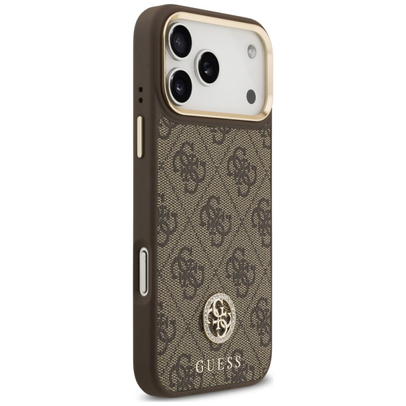 Capa MagSafe Guess 4G Strass Logo para Apple iPhone 18 Pro Max / 17 Pro Max, castanha