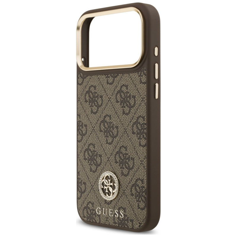 Capa MagSafe Guess 4G Strass Logo para Apple iPhone 18 Pro Max / 17 Pro Max, castanha
