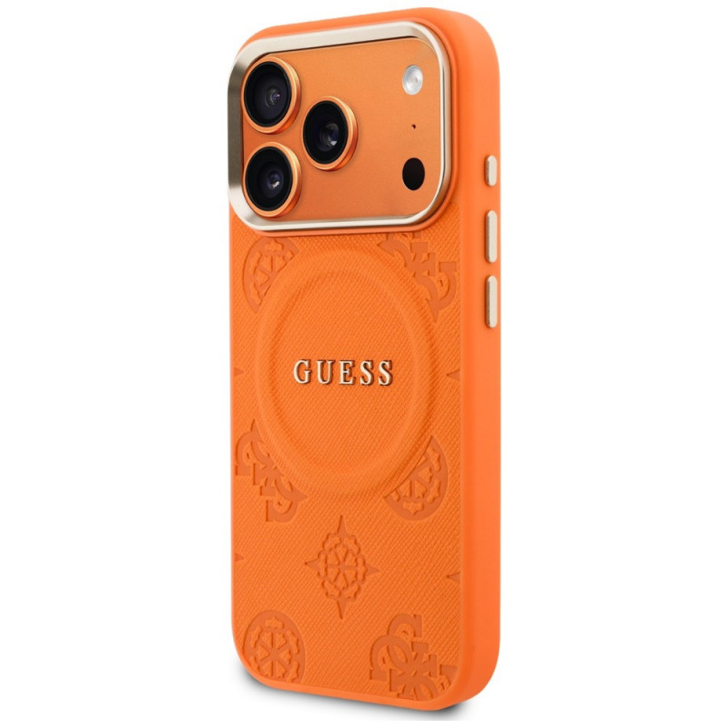 Capa MagSafe Guess Peony Hot Stamp para Apple iPhone 18 Pro Max / 17 Pro Max, Laranja