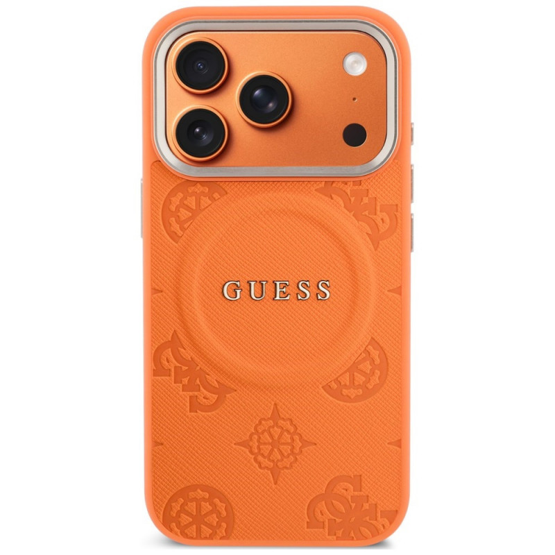 Capa MagSafe Guess Peony Hot Stamp para Apple iPhone 18 Pro Max / 17 Pro Max, Laranja