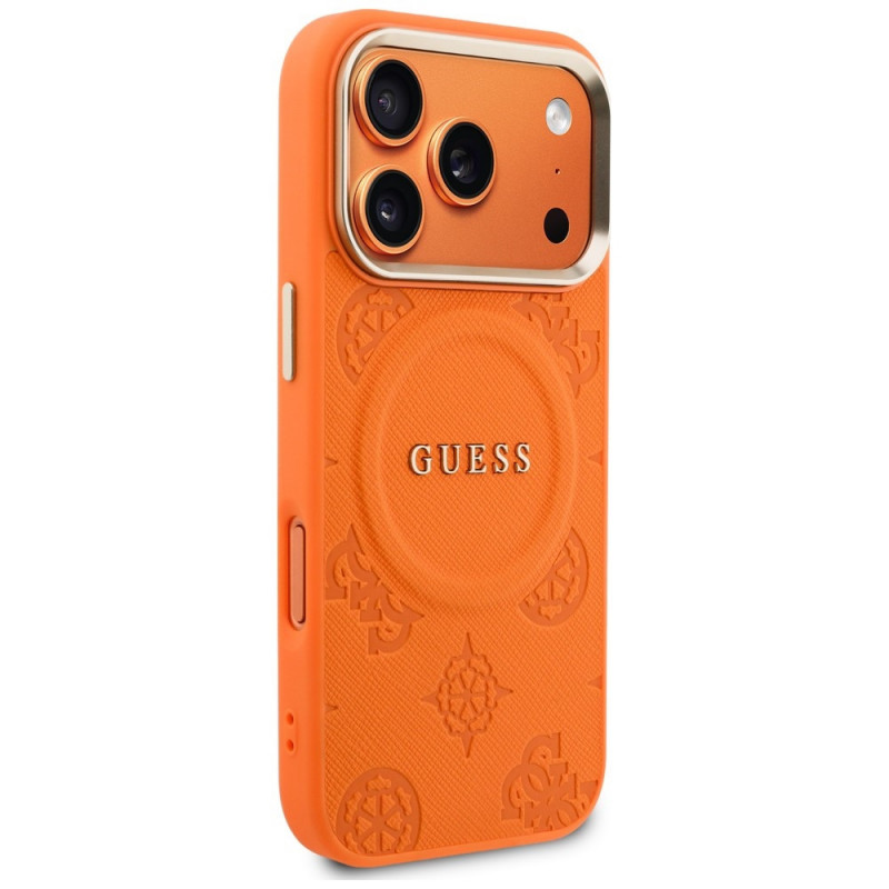 Capa MagSafe Guess Peony Hot Stamp para Apple iPhone 18 Pro Max / 17 Pro Max, Laranja