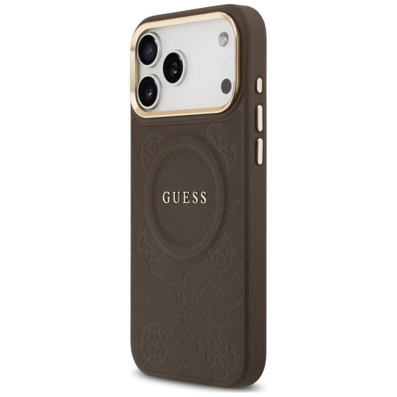 Capa MagSafe Peony Hot Stamp Guess para Apple iPhone 18 Pro Max / 17 Pro Max, castanha