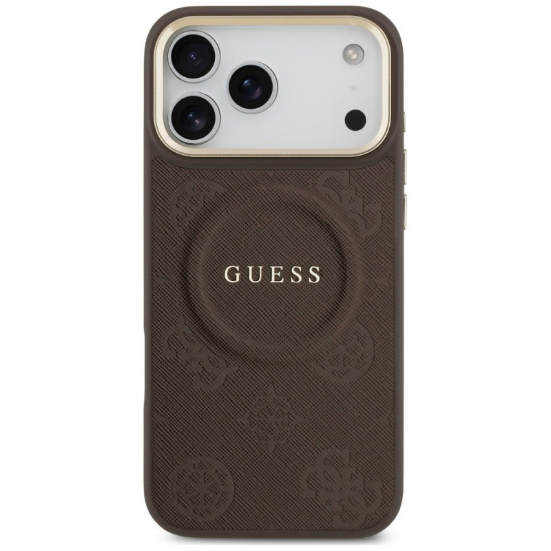 Capa MagSafe Peony Hot Stamp Guess para Apple iPhone 18 Pro Max / 17 Pro Max, castanha