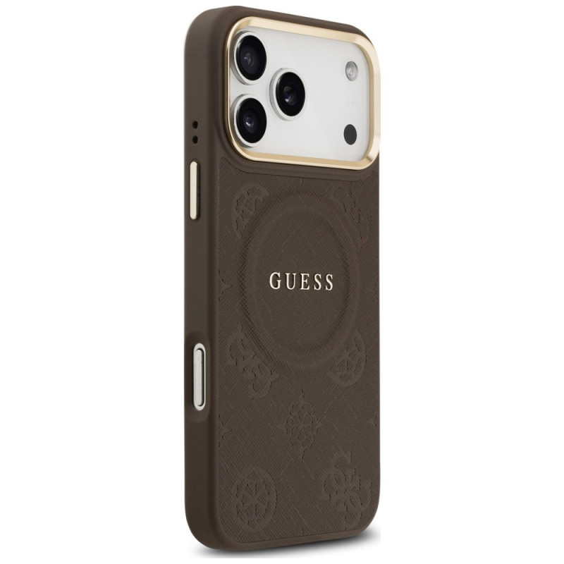 Capa MagSafe Peony Hot Stamp Guess para Apple iPhone 18 Pro Max / 17 Pro Max, castanha