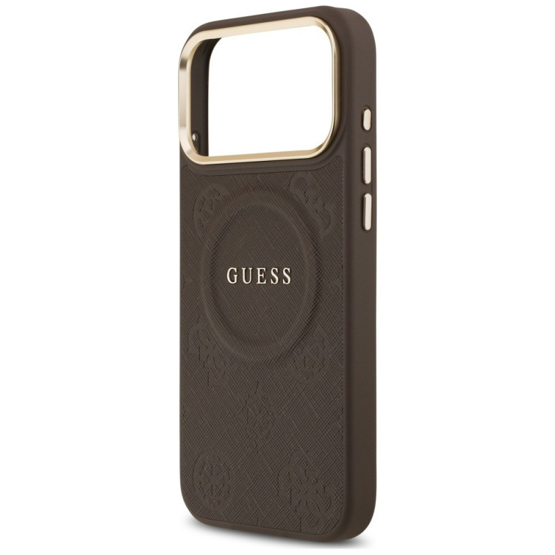 Capa MagSafe Peony Hot Stamp Guess para Apple iPhone 18 Pro Max / 17 Pro Max, castanha