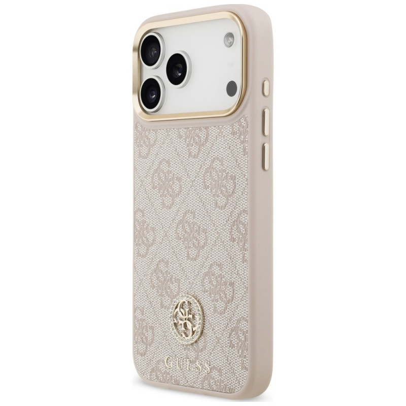 Capa MagSafe Guess 4G Strass Logo para Apple iPhone 18 Pro Max / 17 Pro Max, cor-de-rosa