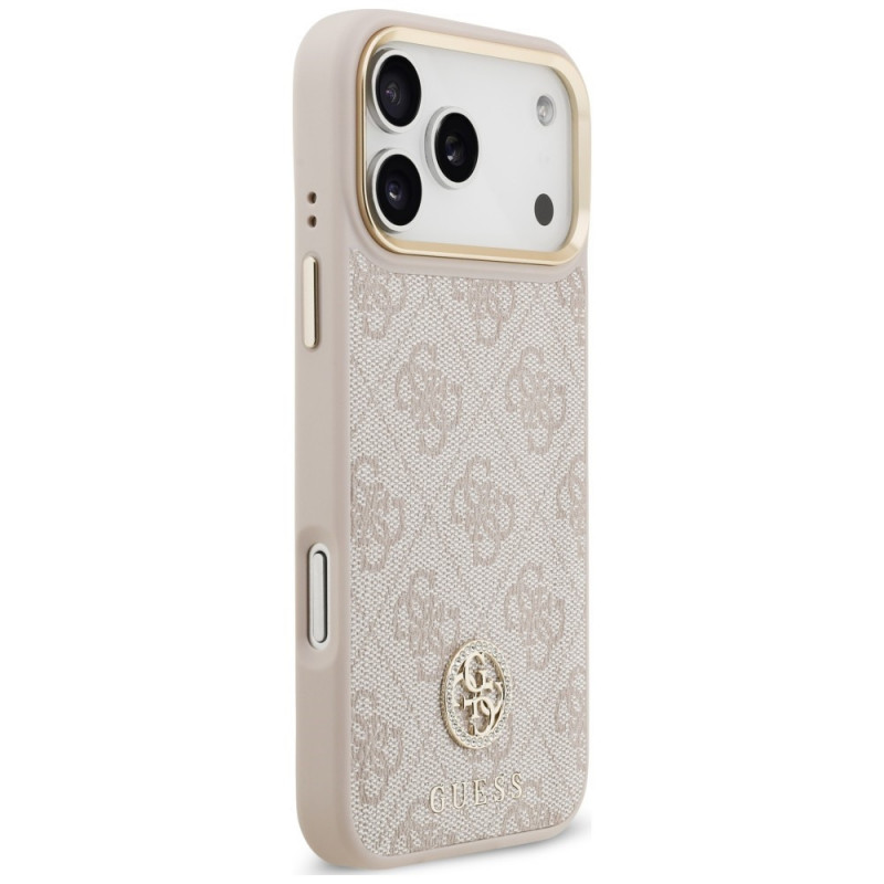 Capa MagSafe Guess 4G Strass Logo para Apple iPhone 18 Pro Max / 17 Pro Max, cor-de-rosa