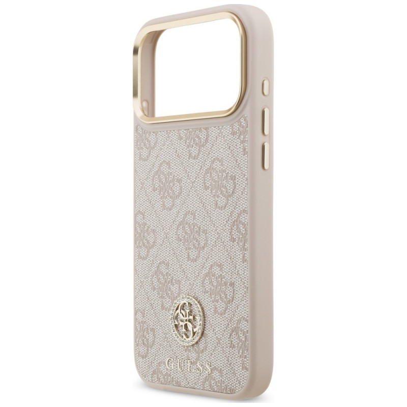 Capa MagSafe Guess 4G Strass Logo para Apple iPhone 18 Pro Max / 17 Pro Max, cor-de-rosa