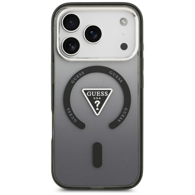 Capa MagSafe Guess IML Gradient Triangle Logo para Apple iPhone 18 Pro Max / 17 Pro Max, preta