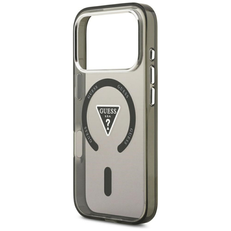Capa MagSafe Guess IML Gradient Triangle Logo para Apple iPhone 18 Pro Max / 17 Pro Max, preta