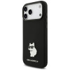 Capa Karl Lagerfeld Silicone Choupette Metal Pin para Apple iPhone 18 Pro Max / 17 Pro Max, preta