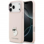 Capa Karl Lagerfeld Silicone Choupette Metal Pin para Apple iPhone 18 Pro Max / 17 Pro Max, rosa