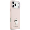 Capa Karl Lagerfeld Silicone Choupette Metal Pin para Apple iPhone 18 Pro Max / 17 Pro Max, rosa
