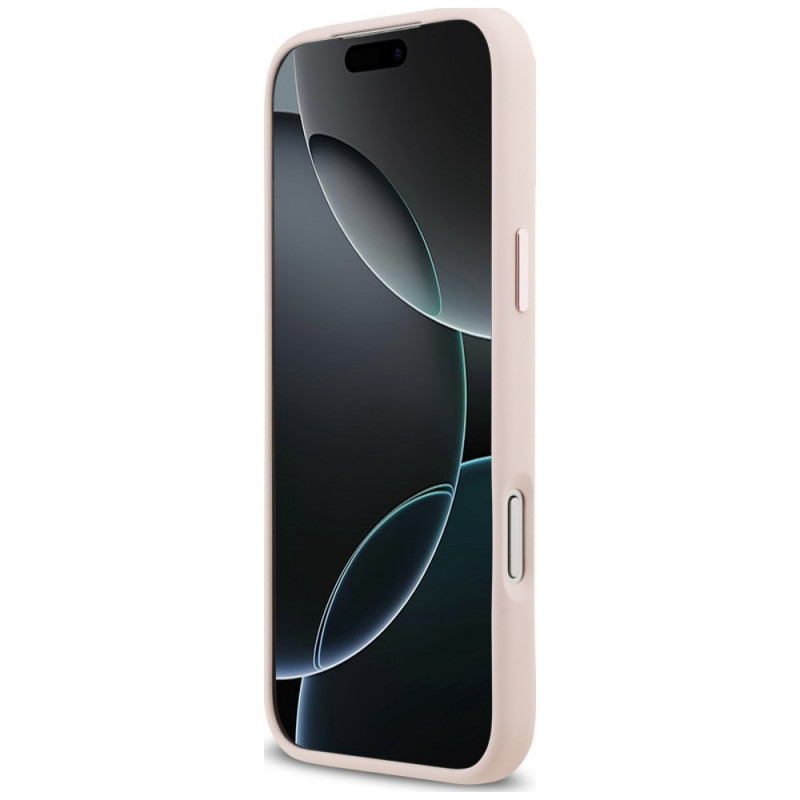 Capa Karl Lagerfeld Silicone Choupette Metal Pin para Apple iPhone 18 Pro Max / 17 Pro Max, rosa
