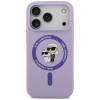Capa Karl Lagerfeld Silicone Karl&Choupette Ring MagSafe para Apple iPhone 18 Pro / 17 Pro, roxa
