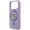 Capa Karl Lagerfeld Silicone Karl&Choupette Ring MagSafe para Apple iPhone 18 Pro / 17 Pro, roxa