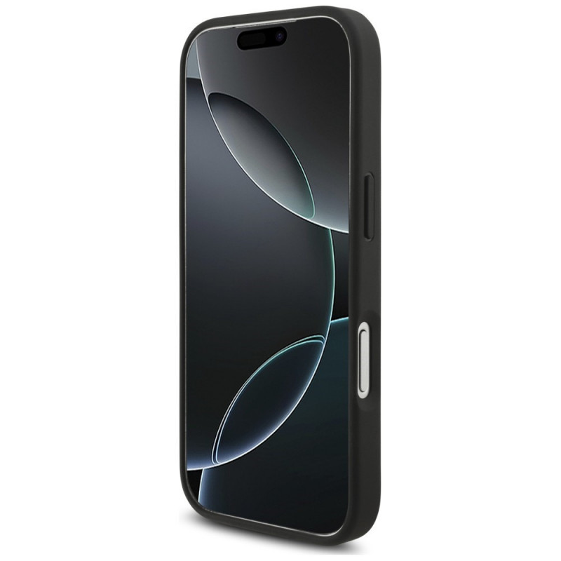 Capa Karl Lagerfeld Saffiano Mono Patch Choupette para Apple iPhone 18 Pro / 17 Pro, preta