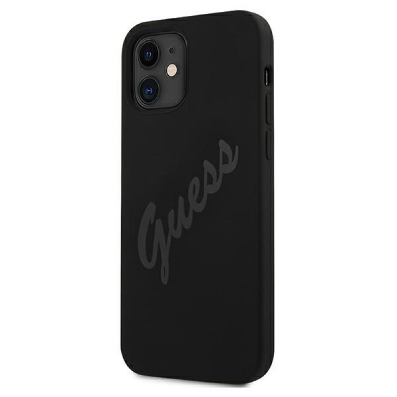 Capa rígida Guess GUHCP12SLSVSBK Script Vintage para Apple iPhone 12 mini 5.4 inch, preta/preta