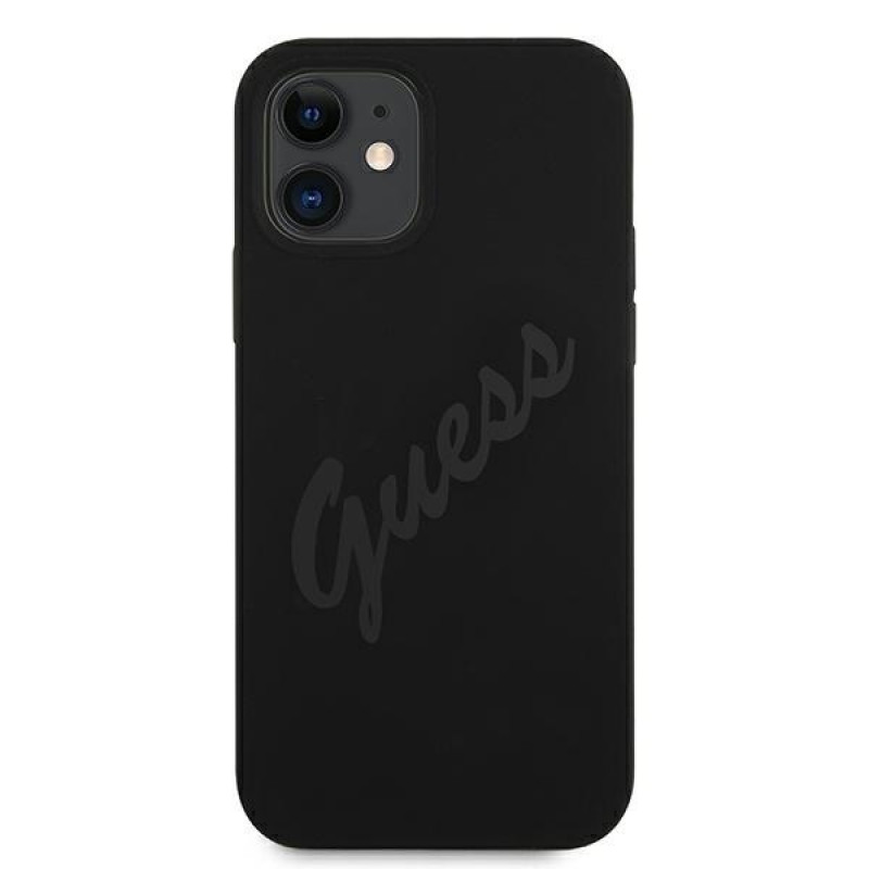 Capa rígida Guess GUHCP12SLSVSBK Script Vintage para Apple iPhone 12 mini 5.4 inch, preta/preta