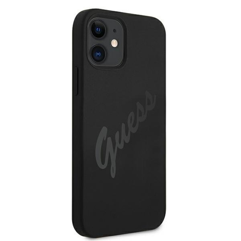 Capa rígida Guess GUHCP12SLSVSBK Script Vintage para Apple iPhone 12 mini 5.4 inch, preta/preta