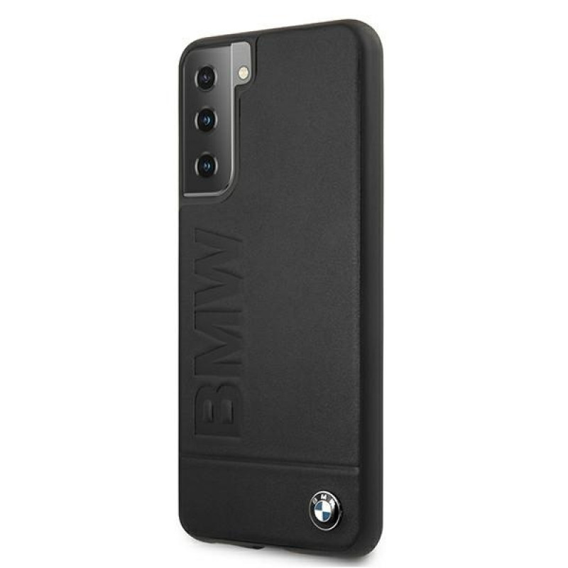 Capa rígida BMW BMHCS21MSLLBK Signature Logo Imprint para Samsung Galaxy S21+, preta
