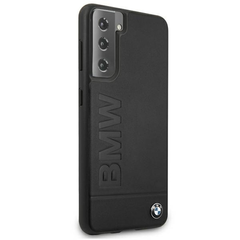 Capa rígida BMW BMHCS21MSLLBK Signature Logo Imprint para Samsung Galaxy S21+, preta