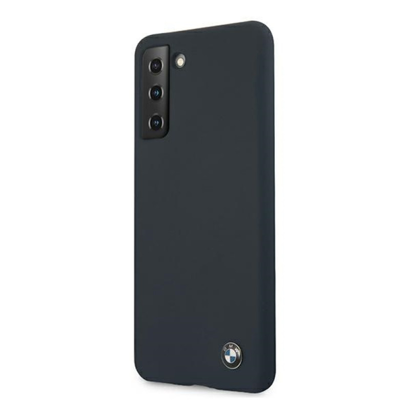 BMW BMHCS21MSILNA Capa rígida Signature em silicone para Samsung Galaxy S21+, azul-marinho