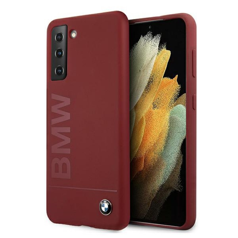 Capa rígida BMW BMHCS21MSLBLRE Silicone Signature Logo para Samsung Galaxy S21+, vermelha