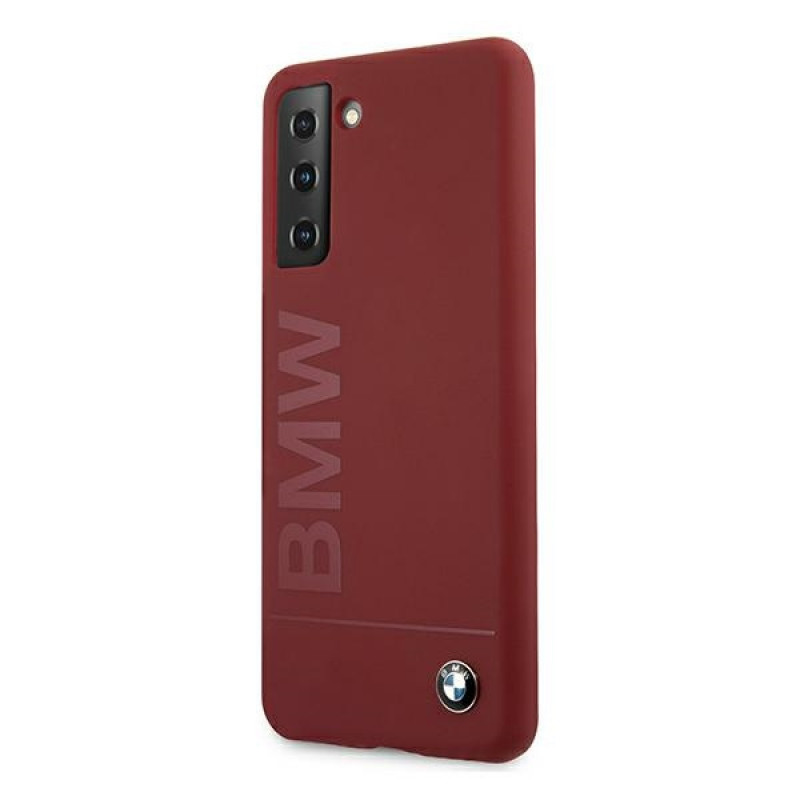 Capa rígida BMW BMHCS21MSLBLRE Silicone Signature Logo para Samsung Galaxy S21+, vermelha