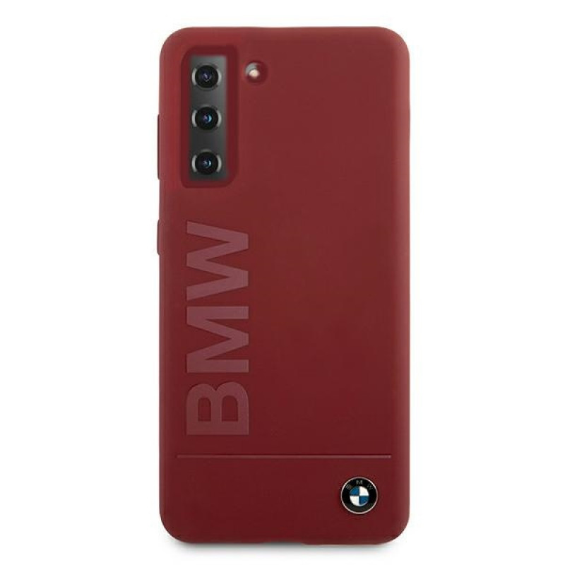 Capa rígida BMW BMHCS21MSLBLRE Silicone Signature Logo para Samsung Galaxy S21+, vermelha