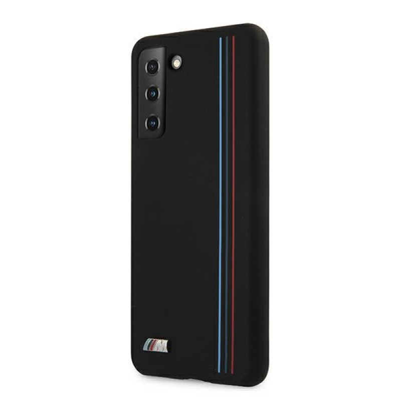 BMW BMHCS21MSIVTBK Capa Silicone Stripes M Collection para Samsung Galaxy S21+, Preto